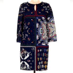 Vilagallo Silk Shift Dress Leopard Floral Print Size 38 U.K. 10, USA 8 Medium M